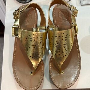 Tory Burch Metallic Gold platform Sandals size 7